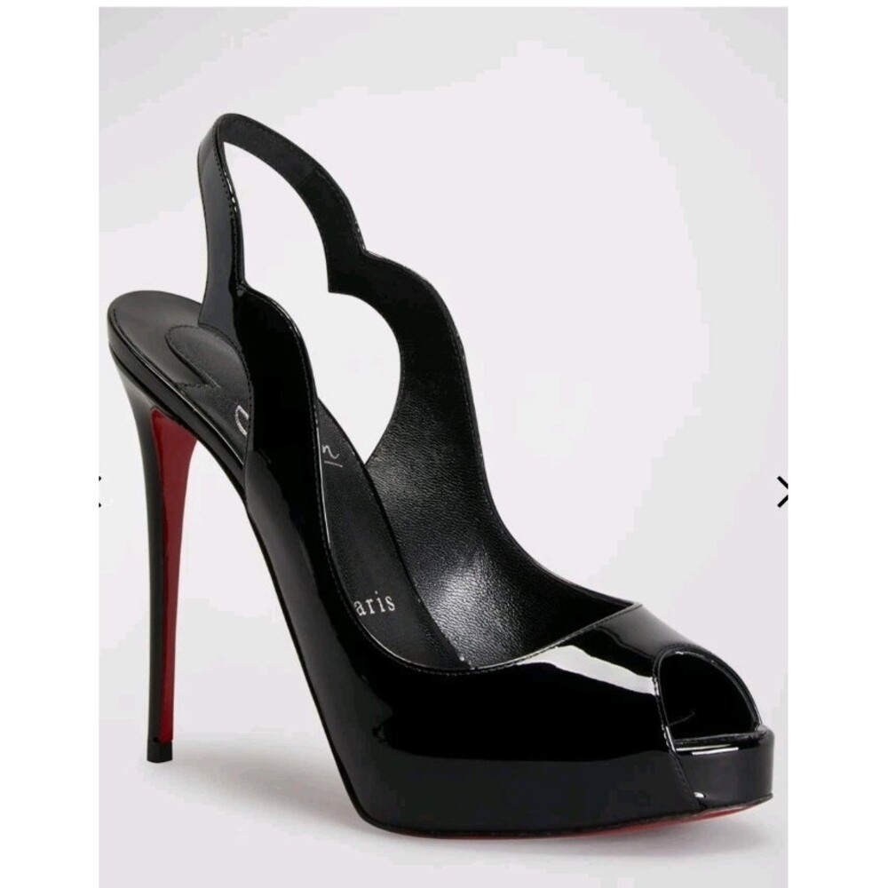 Christian Louboutin Hot Chick Sling Alta 120 patent leather heels Size 40